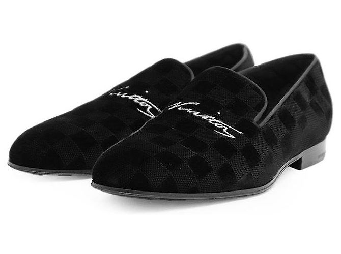 Louis Vuitton Damier Velvet Loafers Black