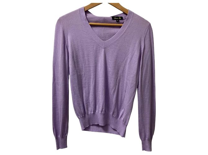 Autre Marque 18G Drawer Cashmere-Seide-Strickpullover mit Rundhalsausschnitt Lila