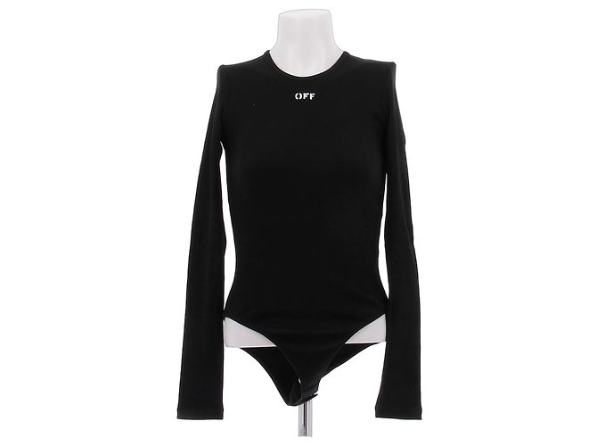 Off White Black Viscose Bodysuit