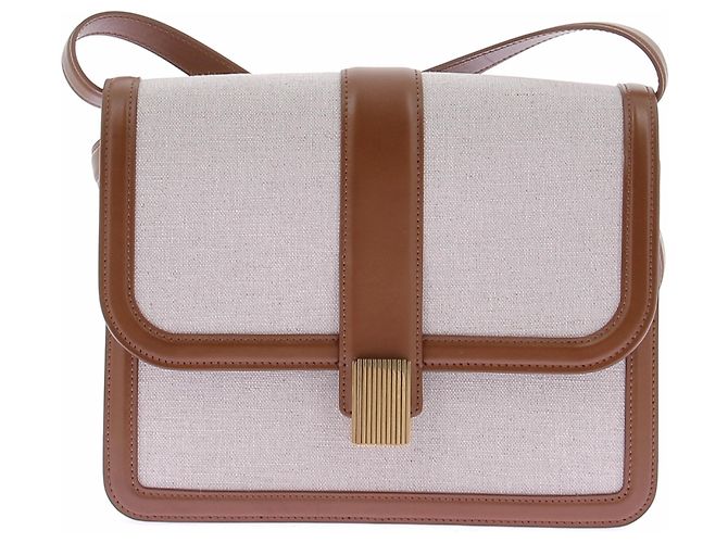 Khaite Bolsa tiracolo Blake em lona e couro Camelo