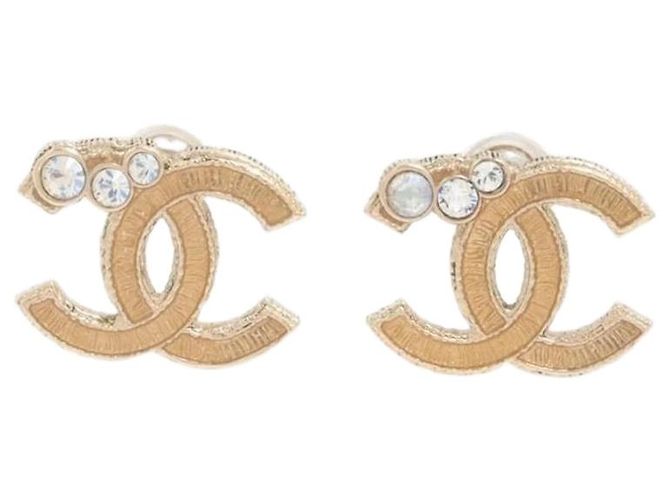 Chanel Gold Coco Mark 10A Strass-Ohrringe Golden