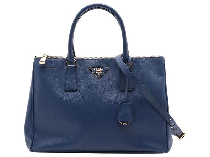 Prada Borsa 2way in pelle Saffiano Lux blu