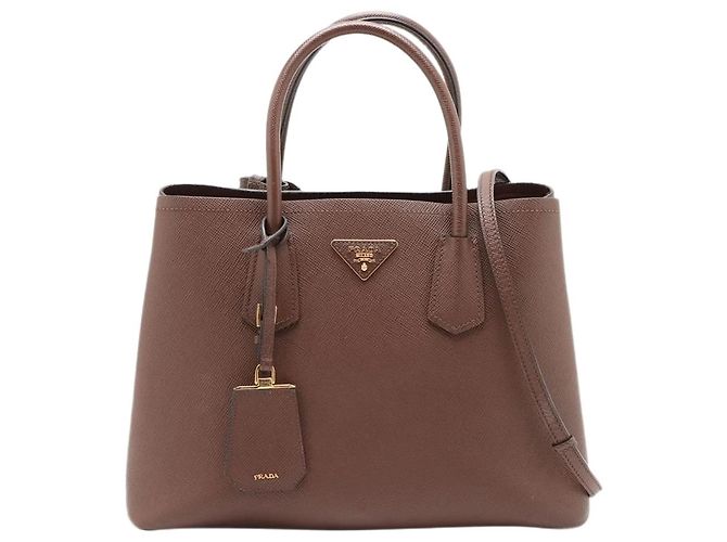 Prada Bolsa tote de couro Saffiano marrom