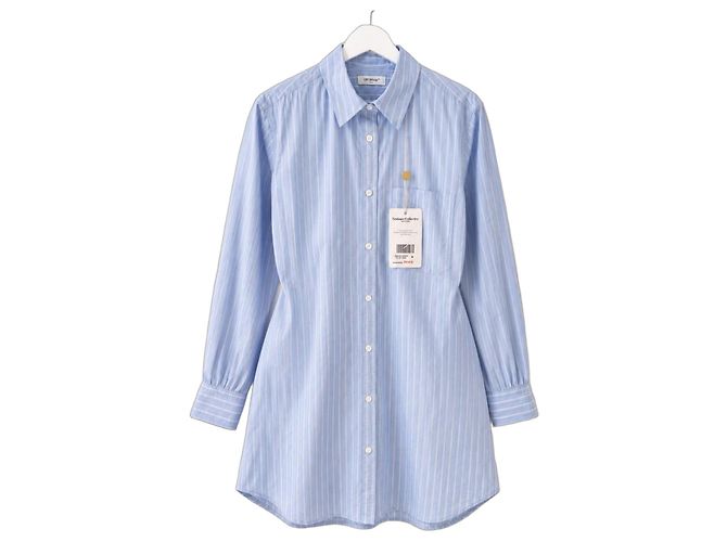 Off White Off-White Camisa de algodón a rayas Azul