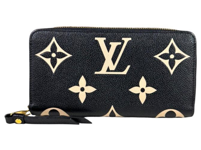 Zippy Louis Vuitton Bicolor Monogram Empreinte Long Wallet Black Beige