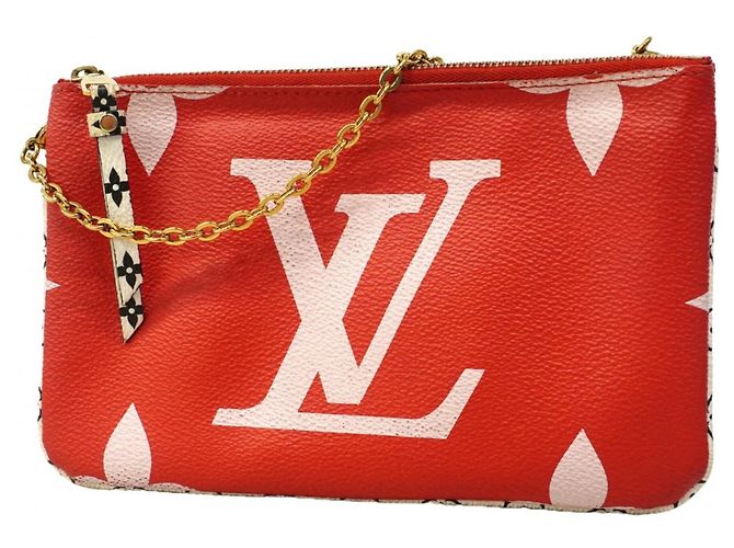 Louis Vuitton Monogram Giant Pochette Double Zip Schultertasche Pink Rot
