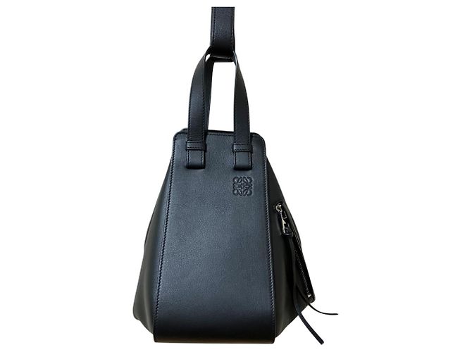 Bolsa de ombro de couro Loewe Hammock Small Preto