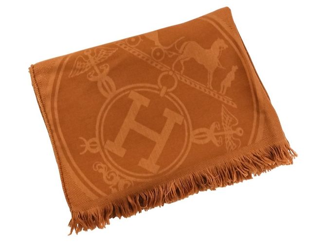 Hermès Hermes New Libris Cashmere-Seide Stola Groß Kamel