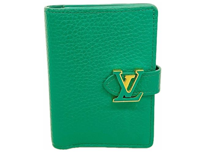Carteira dobrável em couro Taurillon Louis Vuitton verde