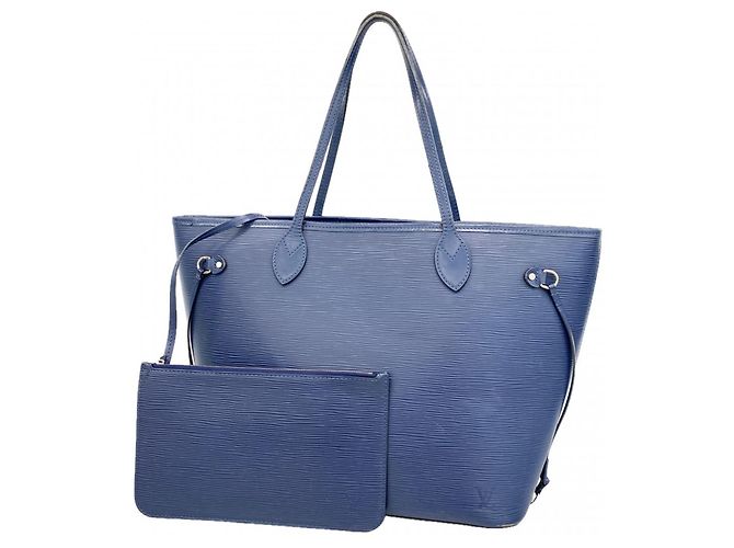 Borsa Tote Louis Vuitton Epi Neverfull MM Blu navy