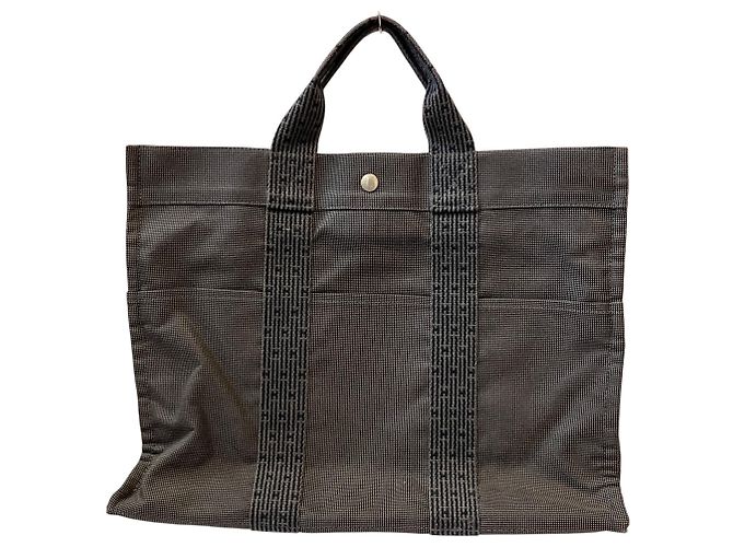 Hermès Hermes Herline MM Canvas Tote Bag Schwarz
