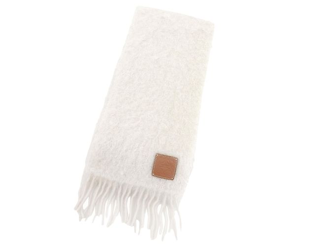 Echarpe de lã e mohair marfim Loewe Cru