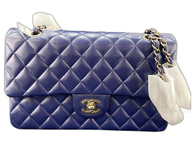 Borsa a tracolla Chanel Matelassé 25 Blu navy