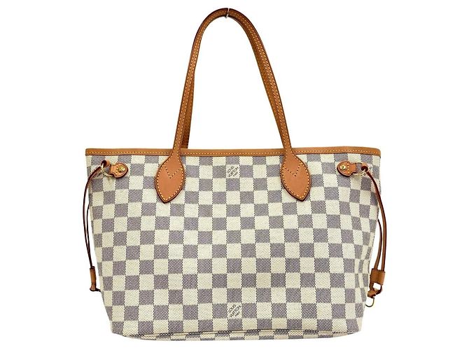 Louis Vuitton Damier Azur Neverfull PM Tote Bag Weiß Marineblau