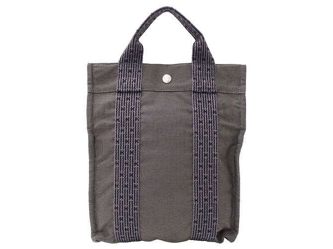 Hermès Bolsa de lona cinza Hermes Marrom