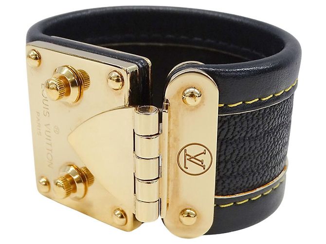 Pulsera charm de cuero negro Louis Vuitton
