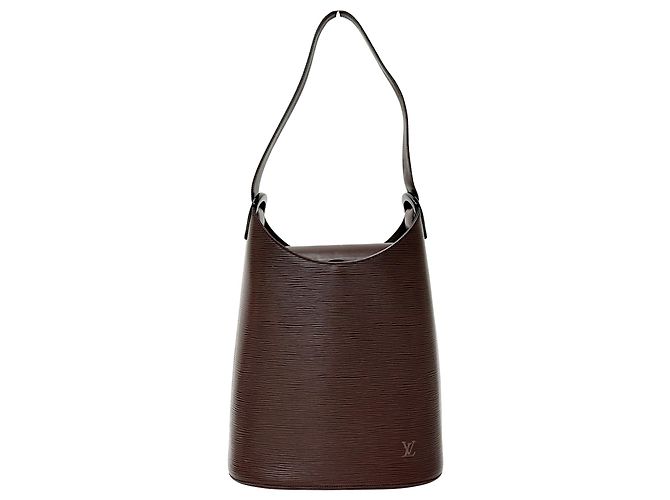 Bolsa de mão em couro Epi Louis Vuitton Marrom Branco