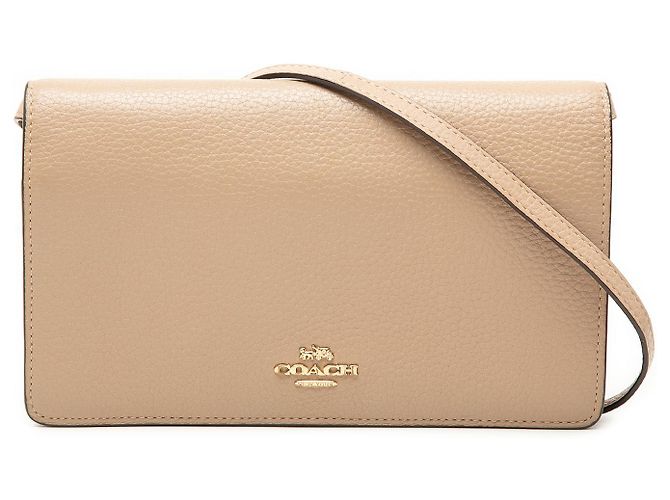 Bolsa de mão e transversal Anna em couro granulado bege Coach