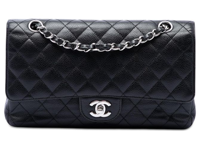 Chanel Black Medium Classic Caviar Double Flap Nero