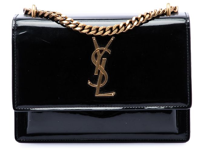Bolsa transversal Saint Laurent Black Small Patent Monogram Sunset Preto