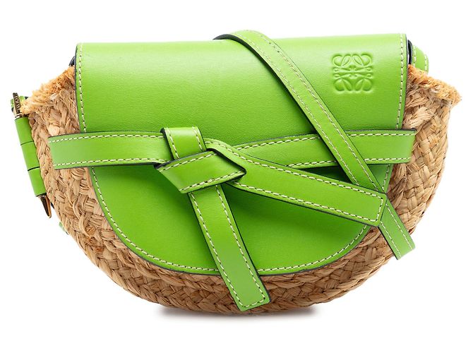 LOEWE Beige Mini Raffia Gate Crossbody