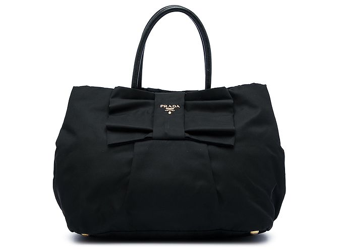Tote Prada Black Tessuto Fiocco Bow Nero