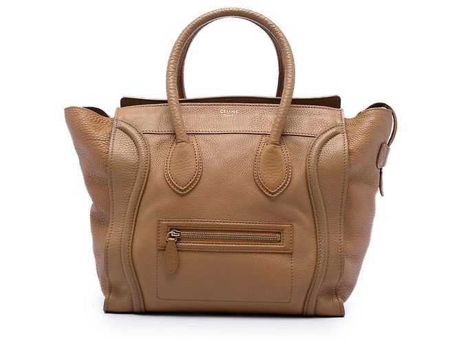Céline Bolsa Tote Luggage Celine em couro de vitelo granulado marrom Camelo