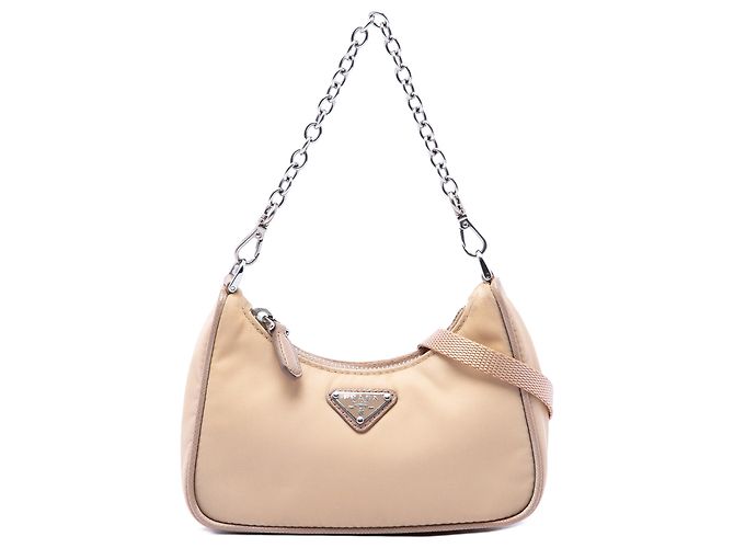 Re-Edition Prada Beige Mini Tessuto Re Edition 2005 Satchel