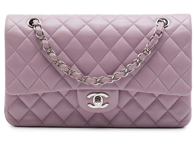 Chanel Purple Medium Classic Lambskin Double Flap Violet