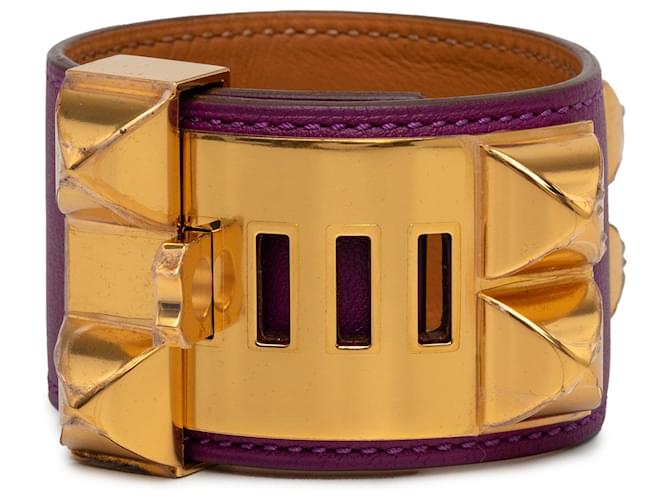 Pulseira Collier de Chien em Swift banhada a ouro roxo Hermès T4 
