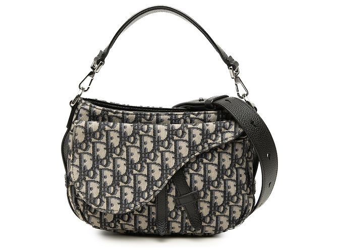 Borsa Saddle in tela Oblique blu mini di Dior