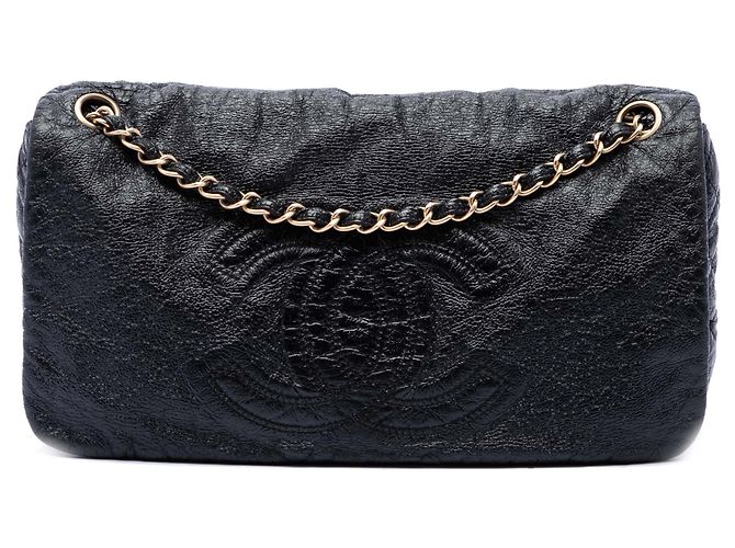 Chanel Black Medium Vinyl Rock and Chain Flap Nero