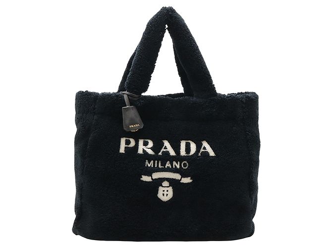 Tote Prada Black Spugna in spugna con logo Nero