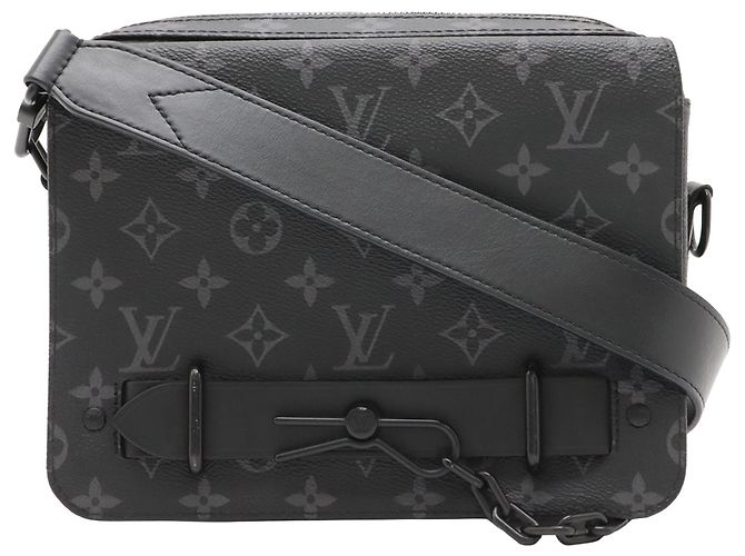 Louis Vuitton Black Monogram Eclipse Steamer Messenger Nero