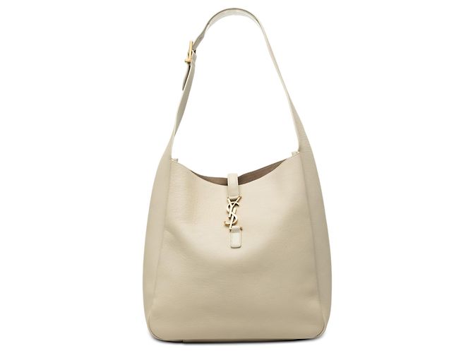 Saint Laurent Borsa Hobo in Pelle Morbida Marrone Large Le 5 a 7 Soft Beige