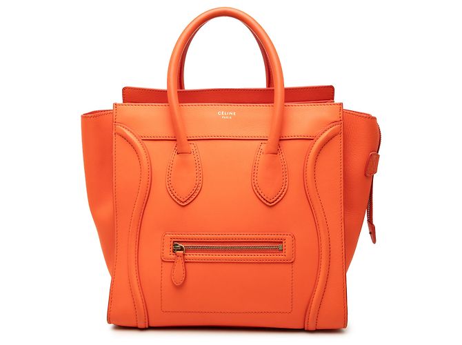 Céline Celine Orange Mini Leather Luggage Tote