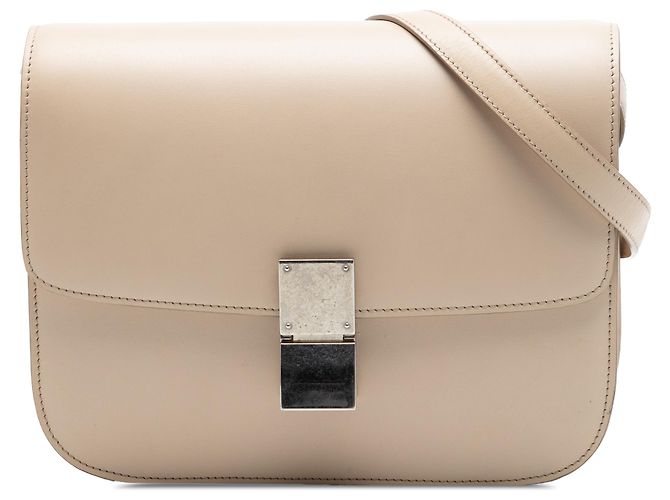 Céline Celine Beige Medium Calfskin Classic Box Bege
