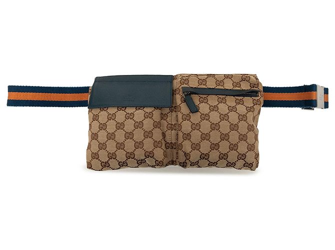 Gucci Gürteltasche Beige GG Canvas Web Double Pocket