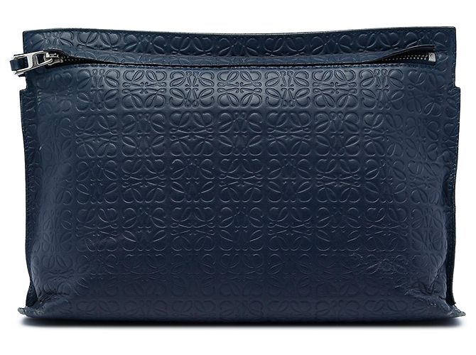 Clutch LOEWE Blue Embossed Anagram Leather Repeat T Blu navy