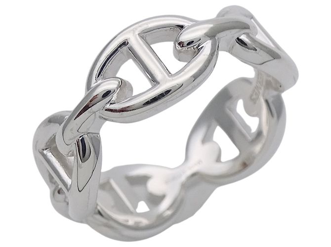 Ring Anello Hermès Silver Band Argento