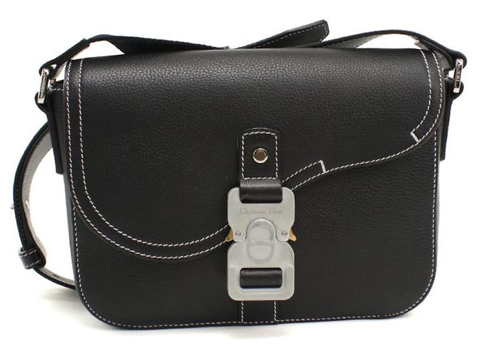 Borsa a tracolla in pelle nera Christian Dior Nero