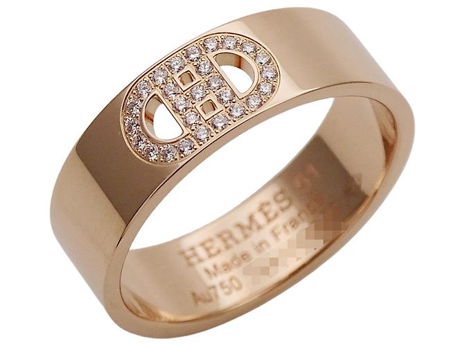Hermès Hermes 18K Pink Gold Band Ring Golden 