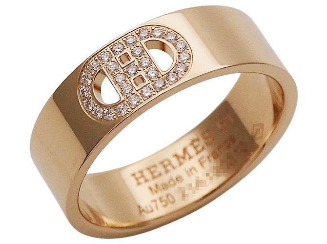 Ring Anello Hermès Pink Gold Band D'oro 