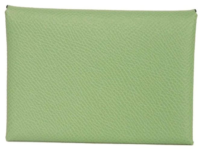 Hermès Hermes Calvi Duo Coin Case Green Light green