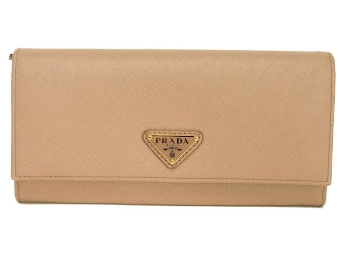 Prada Saffiano Lux Long Wallet in Beige