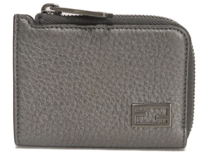 Fendi Metallic Gray Coin Purse