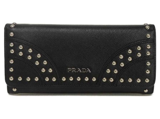 Portafoglio lungo Saffiano Prada Nero