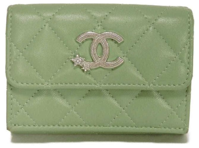 Chanel Classic Small Flap Tri-fold Wallet Light green