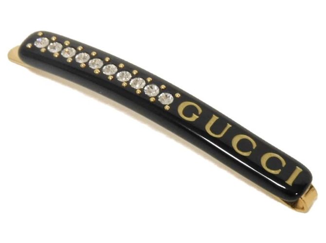 Barrette Gucci nera con strass Nero