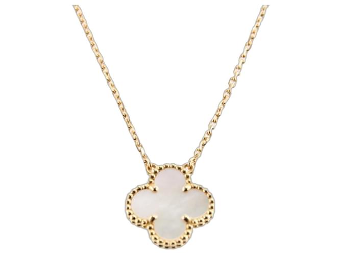 Van Cleef & Arpels Vintage Alhambra Necklace – Au750 (18K) Yellow Gold (YG) & Mother-of-Pearl (MoP) – Approx. 5.2g (Au 77.65% Guaranteed) – S0019 White Golden 